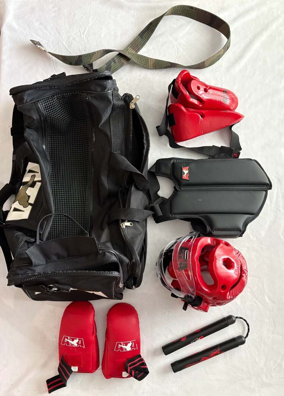 ATA Black Belt Academy Taekwondo Sparring Gear Set with Duffel Bag